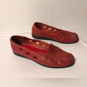 Dr. Scholl’s red comfort leather slip-on loafer shoe size 9W